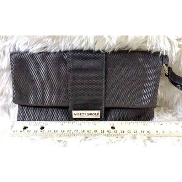 VIKTOR & ROLF KLM Airlines Grey‎ Nylon Travel Make-Up Bag Wristlet Toiletries - Picture 3 of 6